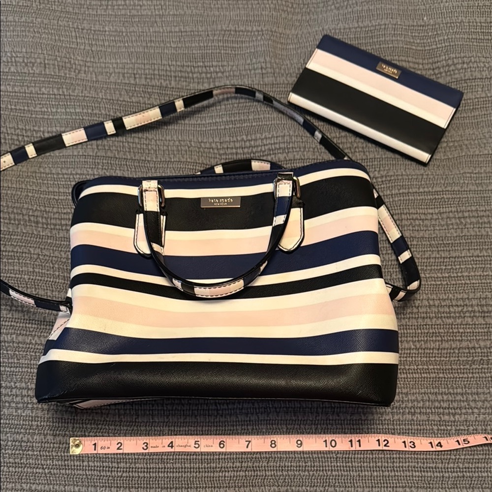 Kate Spade Black and Pink Satchel Bag and matching wallet